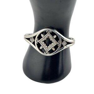 Brighton Morena Silver Plated Crystal Hinged Bangle Bracelet